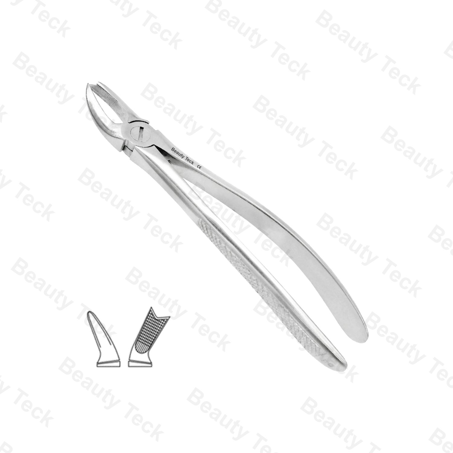 Used to extract upper right molars with a secure grip.